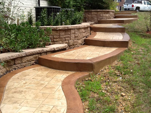 retaining wall and steps
